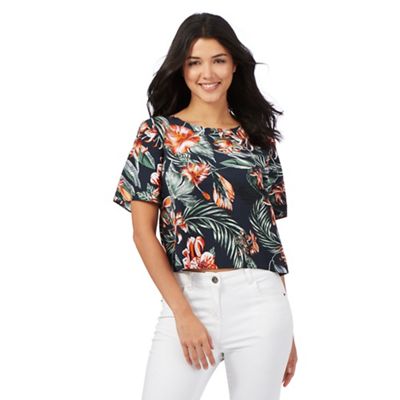 H! by Henry Holland Navy floral print top